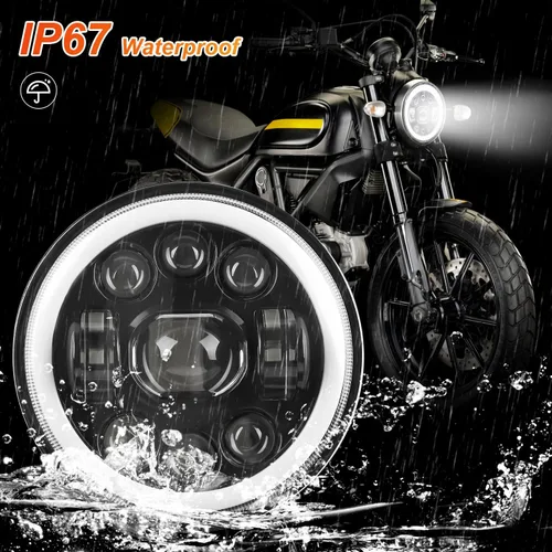 Miniatura 5 de Faro delantero redondo de 5.75 pulgadas para motocicleta, faros delanteros redondos de haz alto y bajo, DRL, señales de giro ámbar compatibles