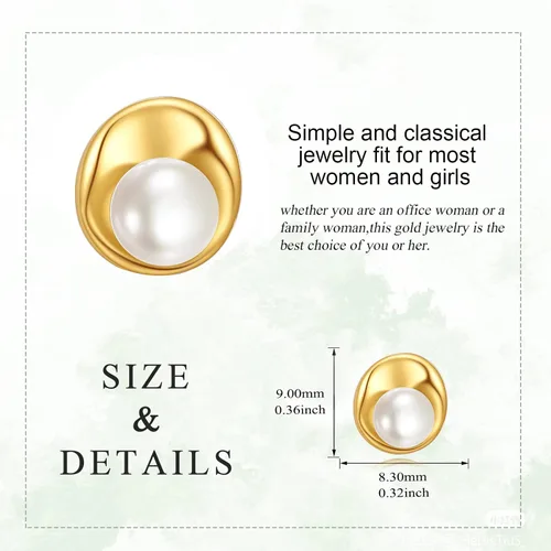 Miniatura 3 de Aretes de oro amarillo de 14 quilates, diseño de puntos, estrellacorazón, lindos aretes clásicos de oro para mujer