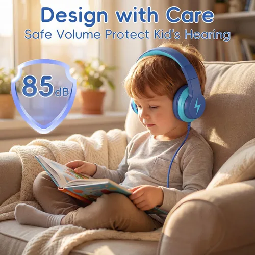 Miniatura 3 de Candy Bila Auriculares con cable para niños, auriculares USB tipo C para niños, volumen seguro de 85 dB, sonido estéreo HD, ajuste cómodo, ajustable