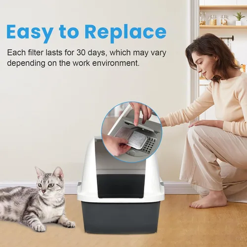 Miniatura 6 de Paquete de 10 filtros de repuesto para cajas de arena Catit Jumbo/Regular/Catit Smartsift, almohadillas purificadoras de aire de doble acción