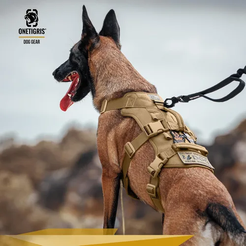 Miniatura 7 de OneTigris Arnés para perro a prueba de escape, arnés para perro sin tirones con asas, arnés táctico multiusos de soporte para perros grandes, uso