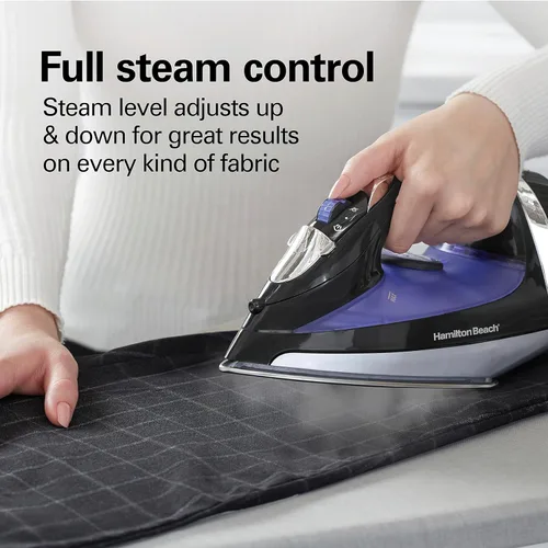 Miniatura 7 de Hamilton Beach Plancha de Vapor para Ropa y Vaporizador de Prendas con Suela de Acero Inoxidable Smooth Press, 1200 Vatios, Cable Retráctil de 8