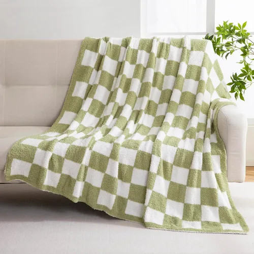 Miniatura 11 de YIRUIO Manta de ajedrez a cuadros, esponjosa, cálida, cómoda, reversible, súper suave y acogedora para decoración del hogar, cama, sofá, sala de Rojo