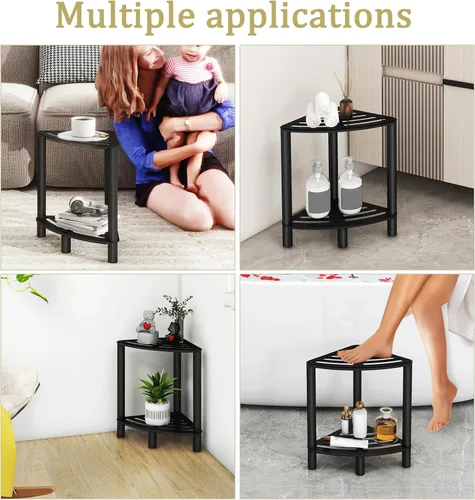 Miniatura 6 de VOTZAAQ Taburete de ducha de acero inoxidable, taburete de ducha para ducha interior, banco de ducha de esquina para afeitarse las piernas