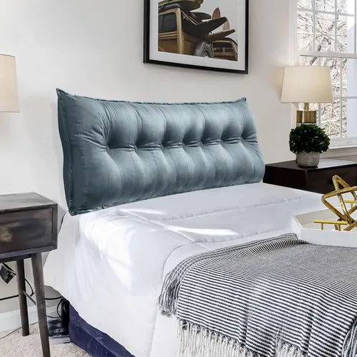 Miniatura 13 de VERCART Almohada grande para cabecero, almohadas de sofá cama, almohada de lectura, almohada de cabecera de cama, almohada de apoyo de Gris