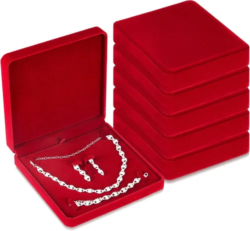 Yinkin Juego de 6 piezas de joyería de terciopelo, vitrina, aretes, anillos, pulseras, collares, caja de regalo, caja de almacenamiento para el día