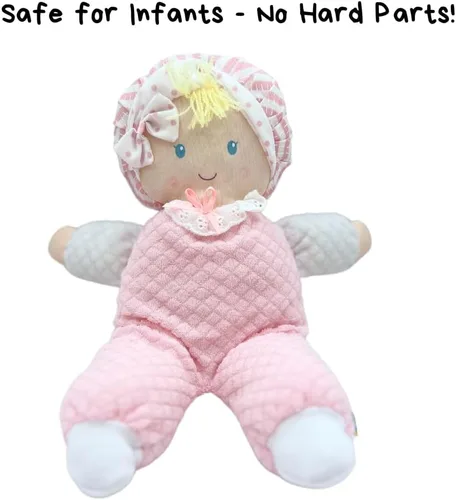 Miniatura 3 de Genius Baby Toys Muñeca de bebé suave - Acogedora y suave - Perfecta primera muñeca para bebés y niños pequeños - Lindo atuendo rosa y blanco - Sin