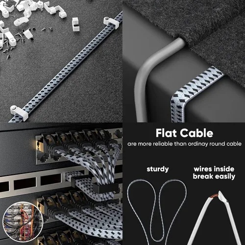 Miniatura 4 de ARISKEEN Cable Ethernet Cat 8 de 30 pies, cable para conexión de red LAN Cat8 de 40 Gbps y 2000 MHz, cable plano RJ45 blindado de alta velocidad