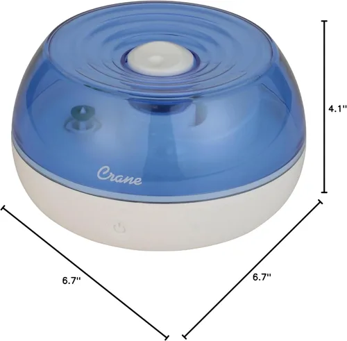 Miniatura 7 de Crane Humidificador ultrasónico personal de niebla fría, para el hogar, dormitorio, hoteles, viajes y oficina, 0.2 galones, sin filtro, azul y blanco