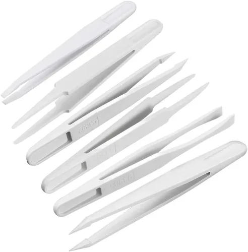 Miniatura 3 de FEITA Kit de pinzas de plástico de precisión, juego de pinzas antiestáticas de plástico, herramienta de reparación de bricolaje para manualidades