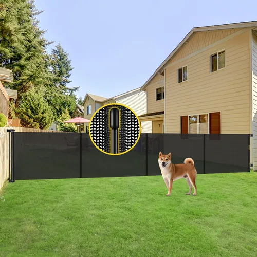 Miniatura 17 de Puertas retráctiles reforzadas para bebés de 42" de alto x 100" extra anchas para entradas de puertas, puerta extra alta para mascotas con barras
