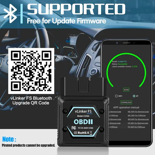 Miniatura 7 de Vgate vLinker FS Bluetooth OBD2 Herramienta de escaneo de diagnóstico, lector de código de coche OBDII para iOS, Android y Windows OBDII - Lector