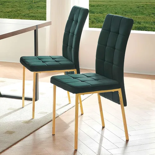 Miniatura 11 de Homedot Juego de 2 sillas de comedor de terciopelo, cómodas sillas de cocina para el hogar, silla lateral tapizada, sin brazos, diseño único
