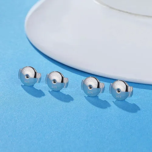 Miniatura 6 de Parte trasera de aretes con bloqueo para tachuelas, respaldos de aretes de plata de ley hipoalergénicos y seguros, reemplazos para aretes con poste
