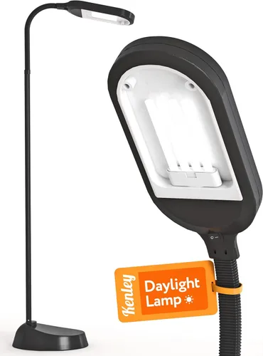 Kenley - Lámpara de pie de luz natural - Luz de pie para leer, manualidades, coser - Pico ajustable - Lámparas de tarea para sala de estar, Negro