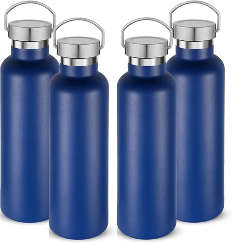 Miniatura 27 de Volhoply 24 onzas Botella de agua aislada con boca estándar con tapa de combinación de plástico y acero inoxidable, botellas de agua de 304 18/8