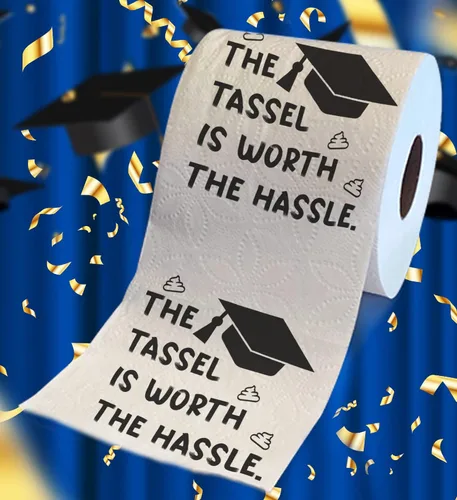 Miniatura 2 de Printed TP The Tassel is Worth The Hassle - Papel higiénico impreso con texto en inglés "The Tassel is Worth The Hassle", divertido rollo de papel