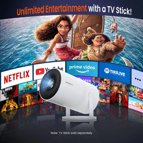 Miniatura 4 de Mini proyector con WiFi y Bluetooth, proyector de películas portátil con rotación de 180°, compatible con HD de 1080P, Keystone vertical automático