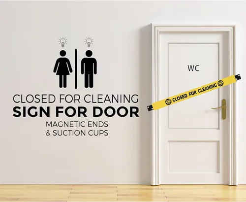 Miniatura 6 de Letrero magnético de nailon para baño cerrado para limpieza, cierre para limpieza de puerta de baño, extremos magnéticos