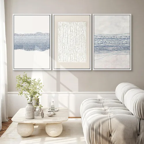 Miniatura 251 de SIGNWIN Lienzo enmarcado para pared, arte con pinceladas de flujo neutro en tonos beige abstractos, ilustraciones, arte moderno, decorativo
