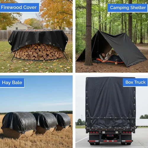 Miniatura 6 de Lonas en varios tamaños, lona impermeable de 18 onzas, lona de PVC 100% resistente a los rayos UV y a la intemperie, perfectas para toldo, tienda