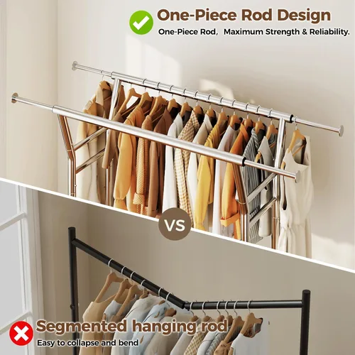 Miniatura 7 de HYSEYY Perchero de ropa resistente, perchero con ruedas para colgar ropa con estantes, carga de 700 libras, armario portátil con ruedas