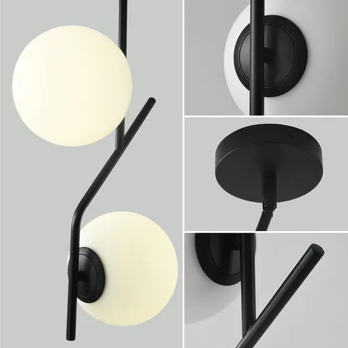 Miniatura 2 de SeeU Lámpara colgante de estilo moderno, lámpara de globo, lámpara colgante negra, lámpara colgante para isla Kithchen, comedor, dormitorio 2 luces