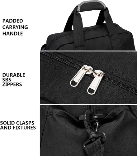 Miniatura 5 de Bolsa de gimnasio pequeña de 14 pulgadas para mujeres y hombres, mini bolsa de lona para viajes, deportes, bolsa de transporte ligera, color negro