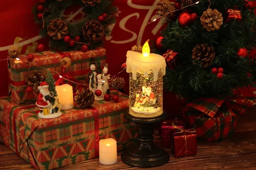 Miniatura 7 de Eldnacele Velas de Globo de Nieve de Halloween Lámpara Iluminada, Operada con Batería Vela Giratoria Espeluznante de Tornado de Agua Brillante Sin