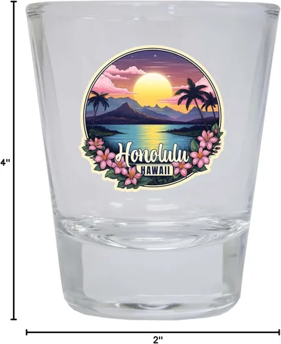 Miniatura 3 de Honolulu Hawaii B Souvenir - Vaso de chupito redondo transparente de 1.5 onzas Claro Individual
