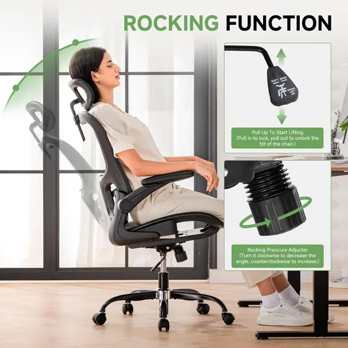 Miniatura 7 de GTPLAYER Silla de oficina, silla de escritorio ergonómica para el hogar con malla de respaldo alto, sillas de escritorio de malla para computadora