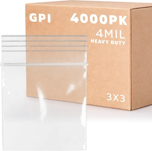 Miniatura 21 de GPI - Caja de 1000 bolsas de plástico transparente con cremallera de 3 x 3 pulgadas - Bolsas de polietileno resistentes a granel de 4 mil de grosor