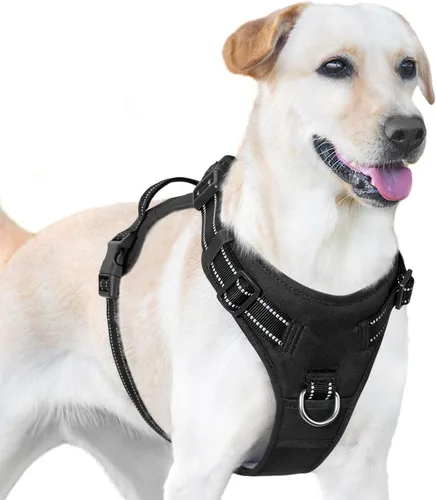 Arnés sin tirones para perro, chaleco reflectante para cachorros para perros pequeños, medianos y grandes (negro, XS)
