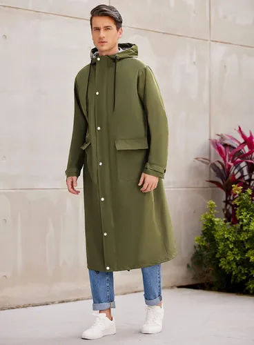 Miniatura 2 de COOFANDY Chaqueta impermeable para hombre con capucha, impermeable, ligera, activa, larga