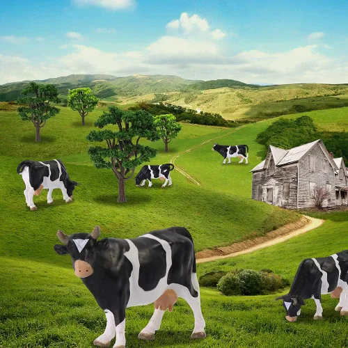 Miniatura 9 de AN4303 15PCS 1:43 Animales de granja Caballos y vacas Escala O PVC bien pintado caballo y vaca Uso para modelo Paisaje Decoración de escritorio