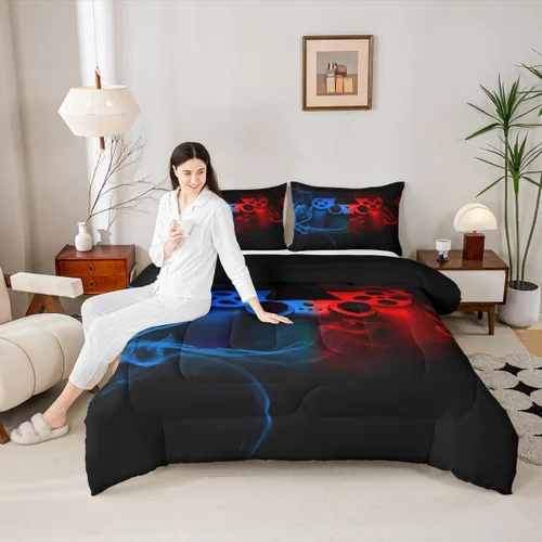 Miniatura 2 de Erosebridal Juego de edredón individual para niños, juegos de ropa de cama gaming, juegos de edredón gamer, juego de ropa de cama para niños Multi 10