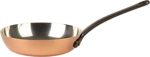 Sartén de cobre estañado con mango de hierro fundido | Sartén tradicional de cobre macizo con revestimiento de estaño | Sartén fabricada en Francia