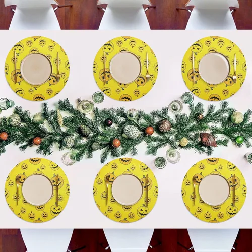 Miniatura 7 de Yellow Pumpkins Dining Room Table Placemats, Non Slip Placemats Set Washable for Kitchen Table one sizex6