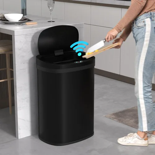 Bote de basura automático de 50 l/13 galones para el hogar y la cocina, cubo de basura grande de acero inoxidable con sensor de movimiento,