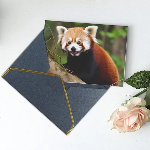 Miniatura 6 de Tarjetas de felicitación con sobres, tarjeta de felicitación con sobres, tarjeta de felicitación de Little Panda rojo en blanco para todas