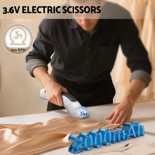 Miniatura 3 de Tijeras eléctricas inalámbricas, batería de 2000 mAh, cortador de cartón recargable de 3.6 V, cortador de caja para cartón de tela, plástico, cuero