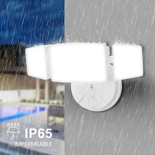Miniatura 5 de Onforu Luces de inundación de 75 W para exteriores, luces de seguridad de 7000 lm de brillo, controladas por interruptor, con 3 cabezales