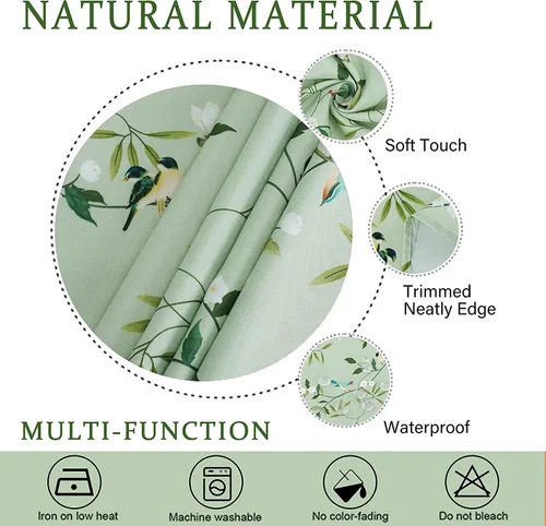 Miniatura 4 de Mantel de primavera y verano, mantel ovalado oblongo, de tela impermeable, diseño floral de pájaro verde, 54 x 72 pulgadas, para cocina, comedor