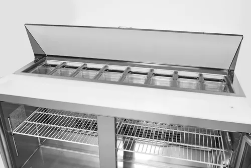 Miniatura 3 de FSE MRSL-2D/60 Mesa de preparación comercial refrigerada de dos puertas para ensaladas/sándwiches, 15 pies cúbicos, acero inoxidable, 115 V
