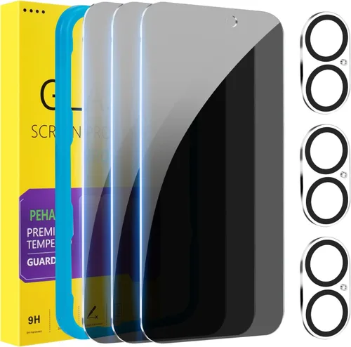 Miniatura 18 de PEHAEL 3+3 Pack para iPhone 17 Pro protector de pantalla de privacidad con protector de lente de cámara, película de vidrio templado antiespía