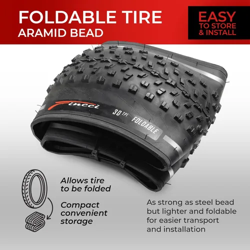 Miniatura 4 de Par de Neumáticos Fat Bike Fincci 26x4.0 - Neumáticos Plegables de 26 Pulgadas con Compuesto Resistente al Desgaste, 100-559, Neumático Grueso
