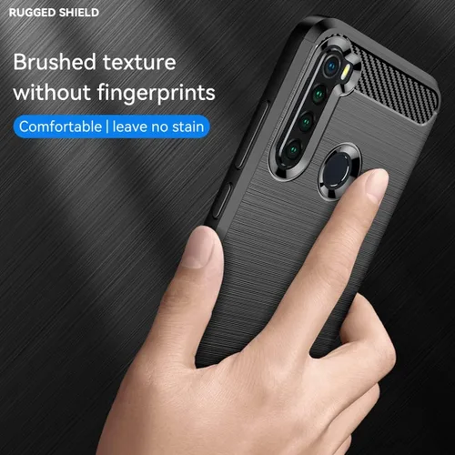 Miniatura 6 de Funda de teléfono para Redmi Note 8 M1908C3JH M1908C3JGG Funda de fibra de carbono a prueba de golpes Escudo resistente antiarañazos TPU suave Negro