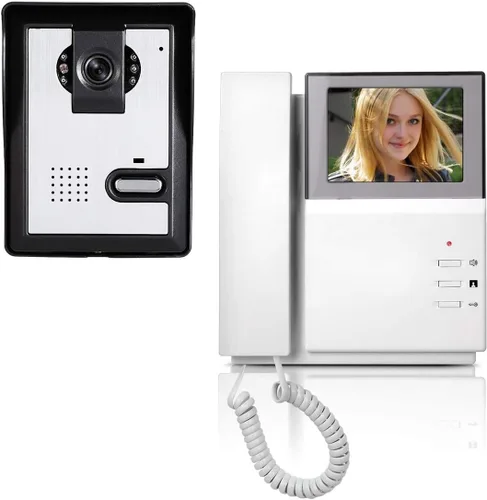 Sistema de videoportero, monitor LCD transparente de 4.3 pulgadas, kit de timbre de video portero con cable, visión nocturna por infrarrojos, cámara