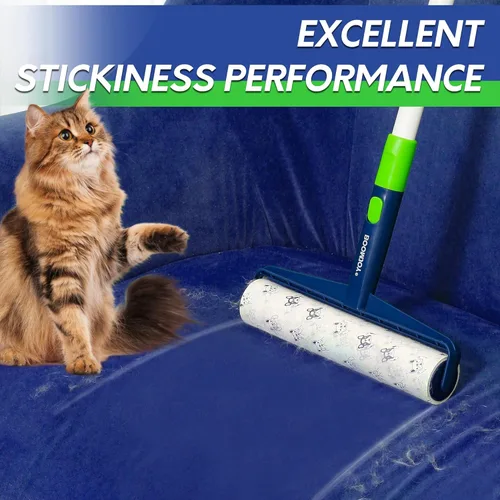 Miniatura 2 de BOOMJOY Rodillos grandes de pelusa para piso, rodillo de pelusa extra ancho de 9.8 pulgadas con 360 hojas en total, removedor de pelo de mascotas