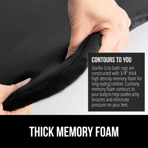 Miniatura 4 de GORILLA GRIP Tapete de Baño de Espuma Viscoelástica, Tapetes de Baño de Terciopelo Suave y Absorbente, Puntos Duraderos en la Parte Inferior, Negro